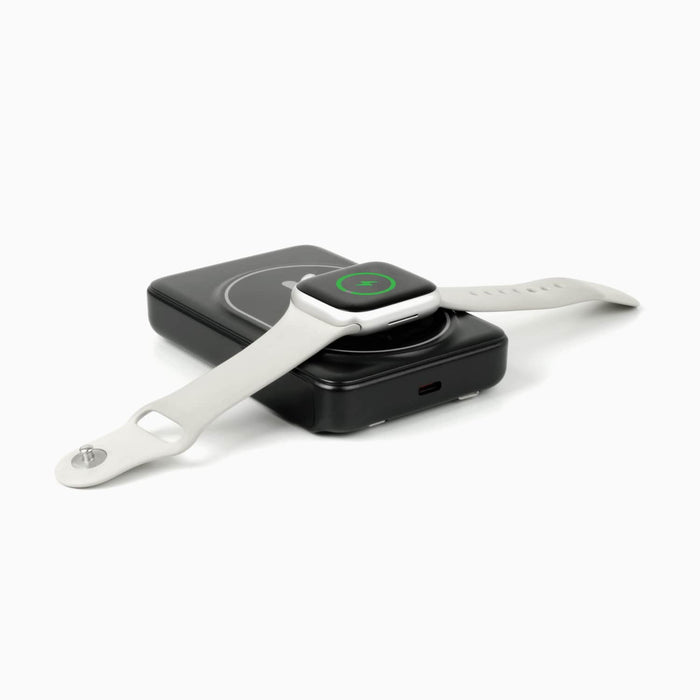 aluratek 10k mah wireless power bank qi2 magsafe apple watch angle charging