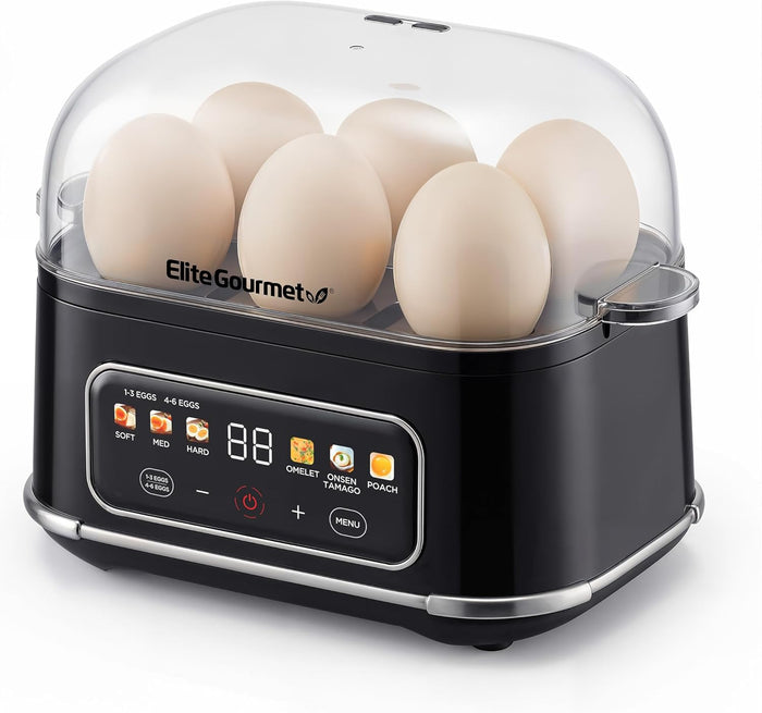 6-Egg EggLogic™ Digital Easy Egg Cooker (Black)