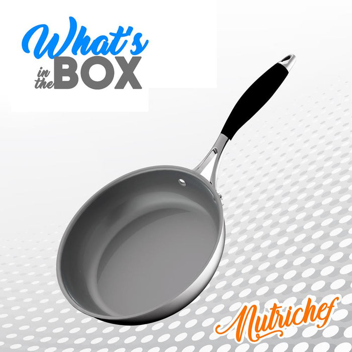 8" Non-Stick Fry Pan - Easy Clean Ceramic Coating, Stainless Steel