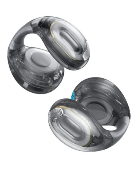 Two gray and clear plastic containers on a white background
