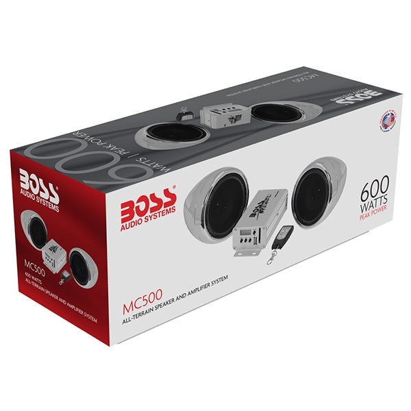 Boss Set De Bocinas Con Amplificador Para Moto 600W, Usb , Sd , Auxiliar , Radio