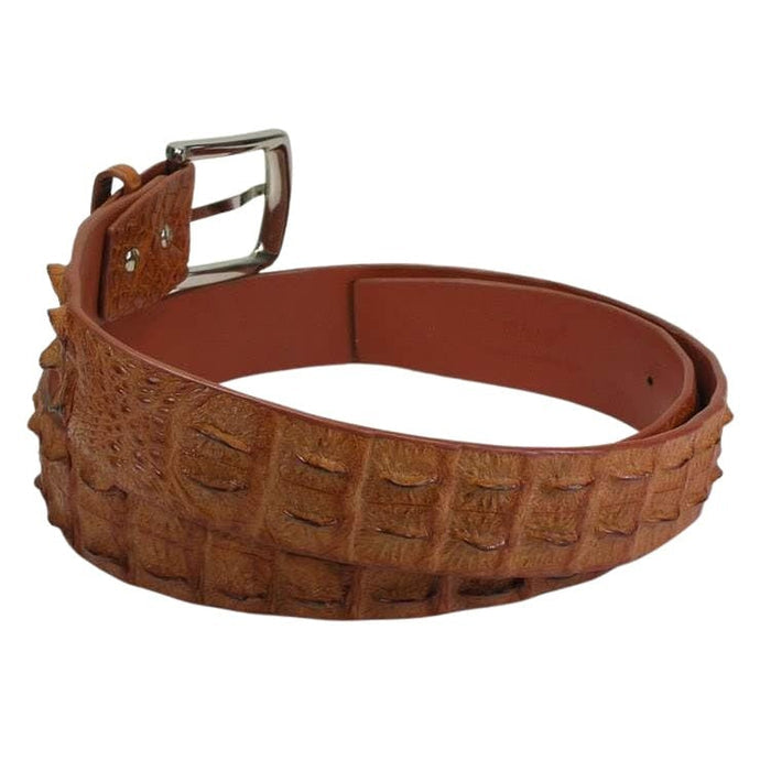 Rear view of buckle attachment on brown crocodile leather strap