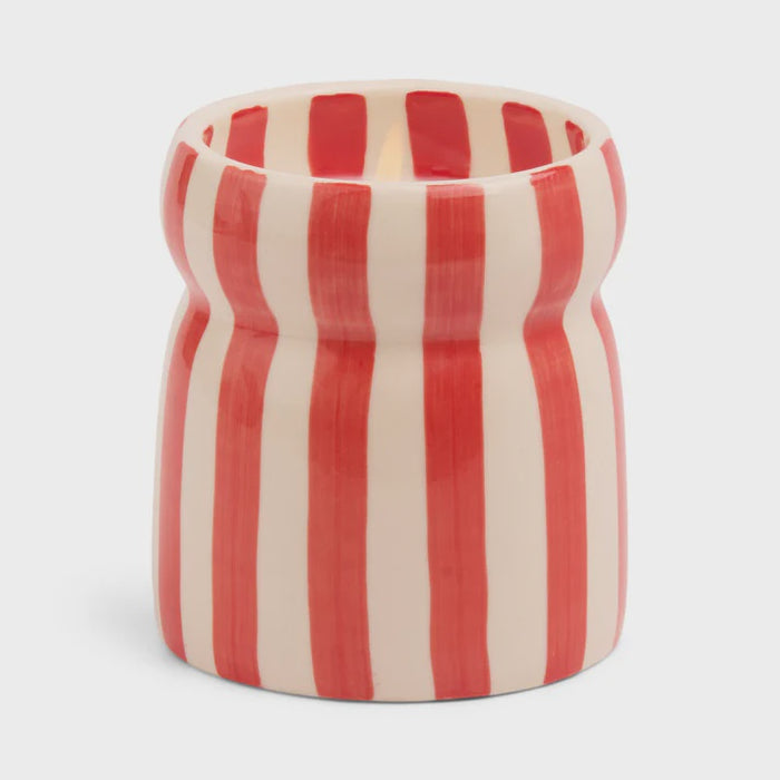 Cabana Red Striped Ceramic Candle - Hibiscus Bay
