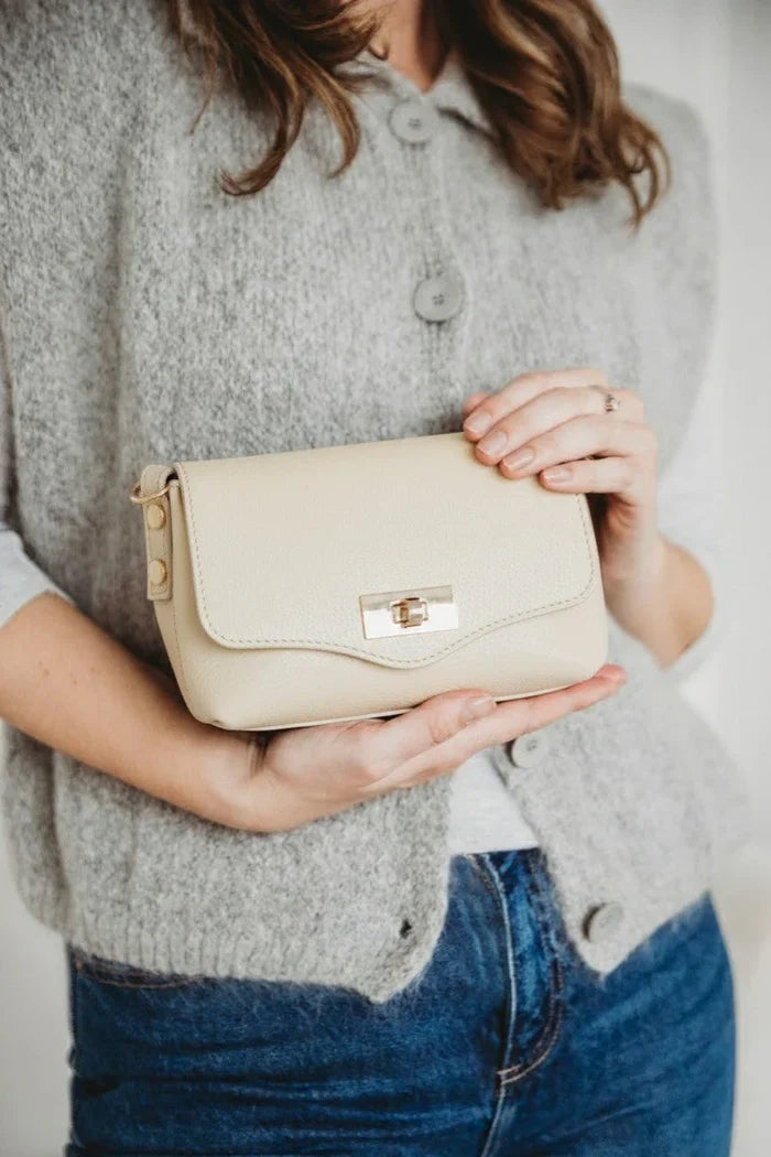 Elie Beaumont Twist Clasp Crossbody Bag - Ivory