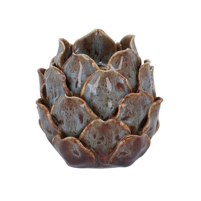 Gisela Graham Artichoke Tealight Holder - Blue/Brown
