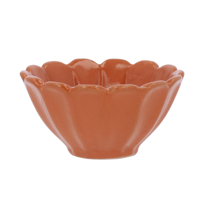 Gisela Graham Mini Fluted Stoneware Bowl - Orange