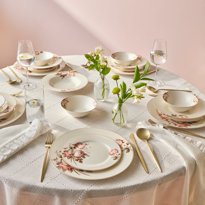 Karaca Bone China Rosie Service de Table 24 Pièces pour 6 Personnes, Multicolore