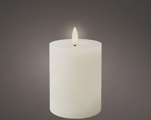 LED Battery Operated White Wax Pillar Candle - 11cm