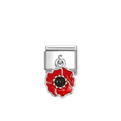 Nomination Classic Enamel Red & Black Flower Drop Charm