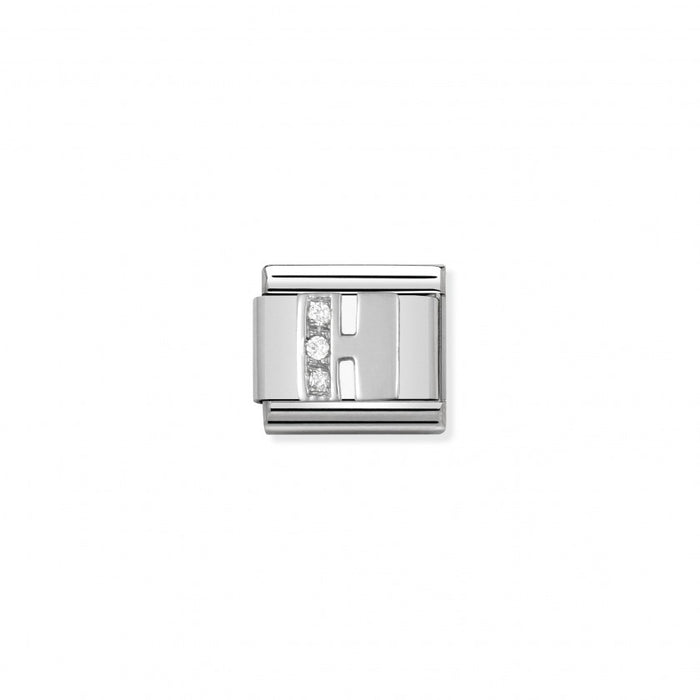 Nomination Classic Link Alphabet Silver and Cubic Zirconia Letter H Charm