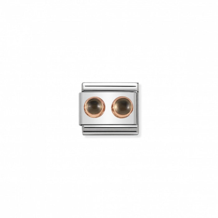 Nomination Classic Link Double Stones 9K Rose Gold and Smoky Quartz