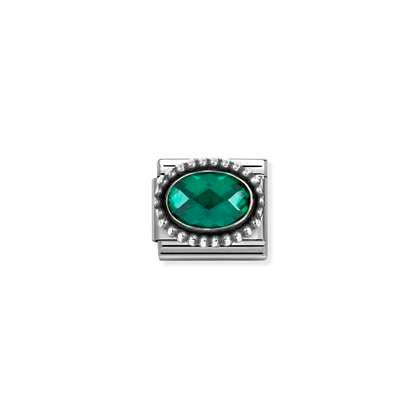 Nomination Composable Classic Link - Beaded Oval CZ Emerald Green