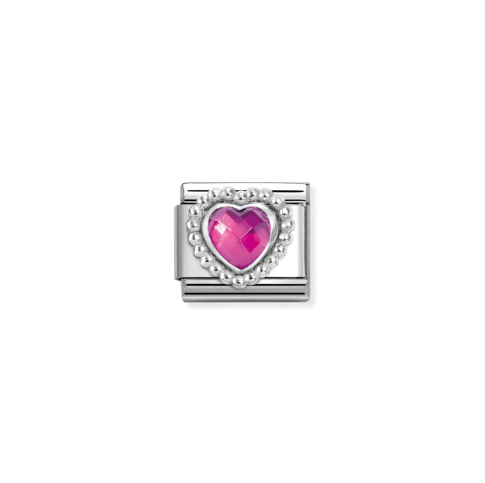 Nomination Composable Classic Silver Charm Fuchsia Heart Dots Setting