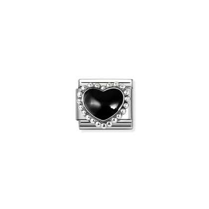 Nomination Composable Classic Silver Link - Black Raised Heart Charm