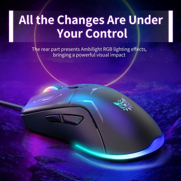Onikuma RGB Wired Gaming Mouse DPI, USB Cable Length 1.5Mm, Black