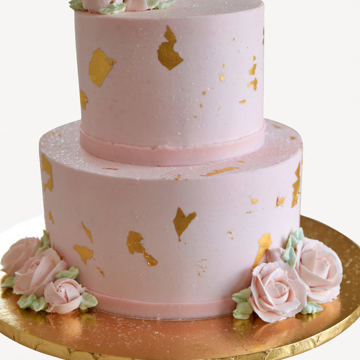 Online Cake Order - Pink and Gold Tier #14Texture