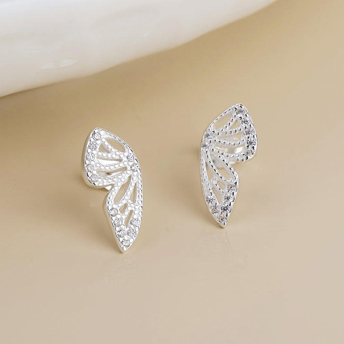 POM Sterling Silver Crystal Butterfly Stud Earrings