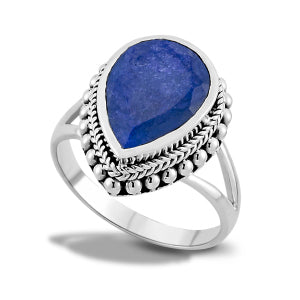 Our Sterling Silver teardrop sapphire ring, handcrafted in Bali by our skilled artisans. From our signature collection, Royal Bali™ featuring designs handcrafted using sterling silver, solid 18k gold accents and genuine gemstones.