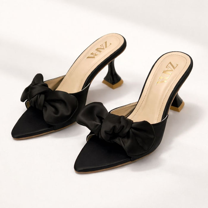 Satin Oversized Bow Mules