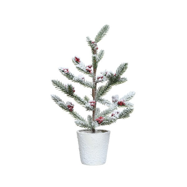 Snowy Potted Mini Tree with Berries Large