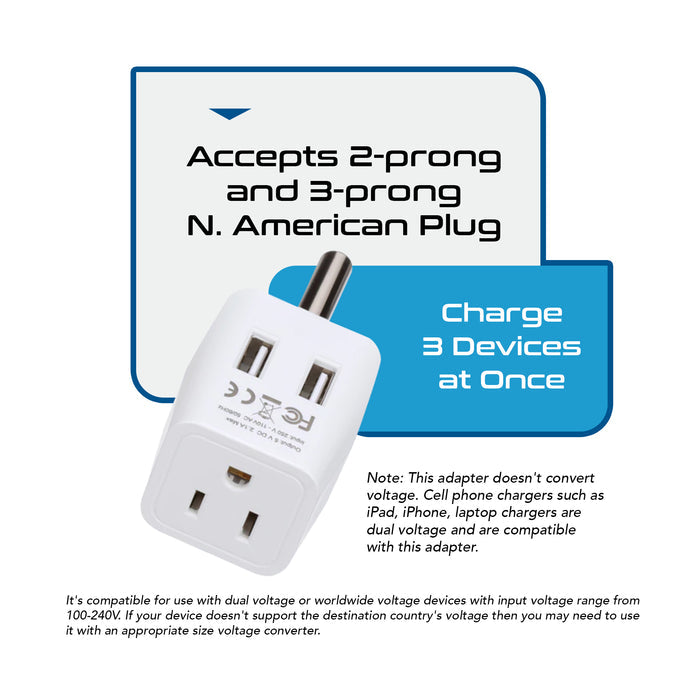 South Africa Adapter Plug Combo Type M, G | Dual USB - African Combo (CTU-7-10L)