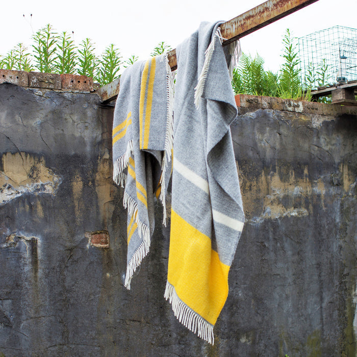 Tweedmill Illusion Panel Throw - Grey & Yellow