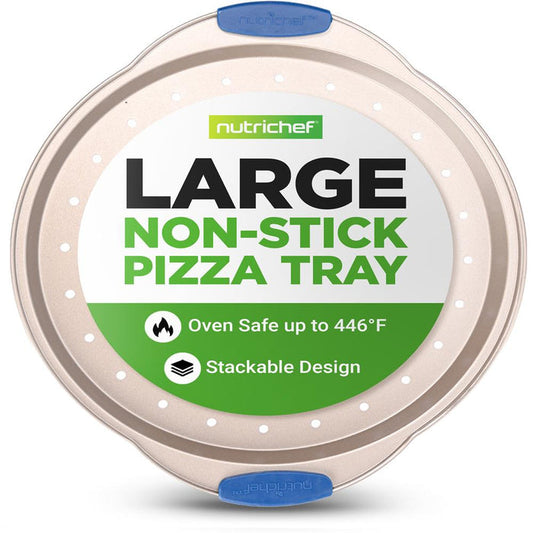 13" Non-Stick Pizza Tray - Easy Clean Carbon Steel, Gold