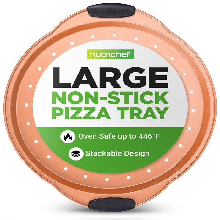 13" Nonstick Pizza Tray - Easy Clean Carbon Steel, Copper
