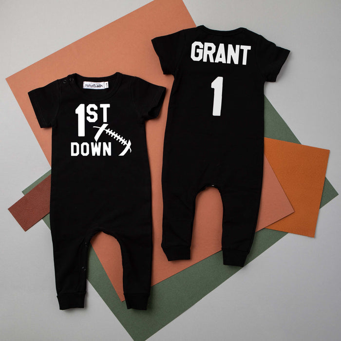 1st Down Football Slim Fit Birthday Romper