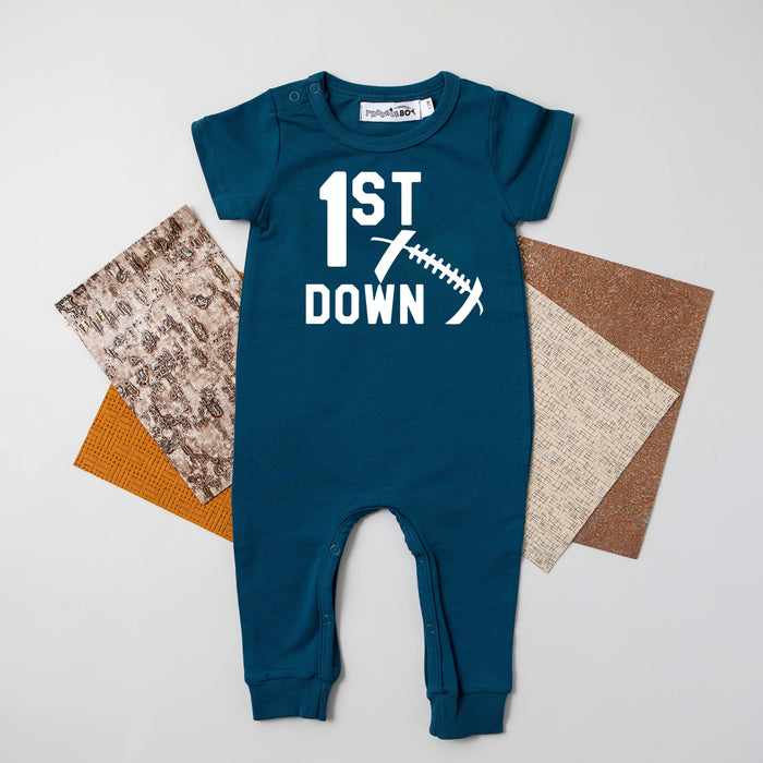 1st Down Football Slim Fit Birthday Romper