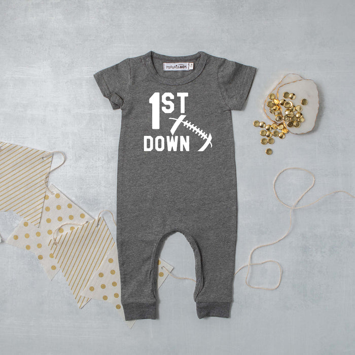 1st Down Football Slim Fit Birthday Romper