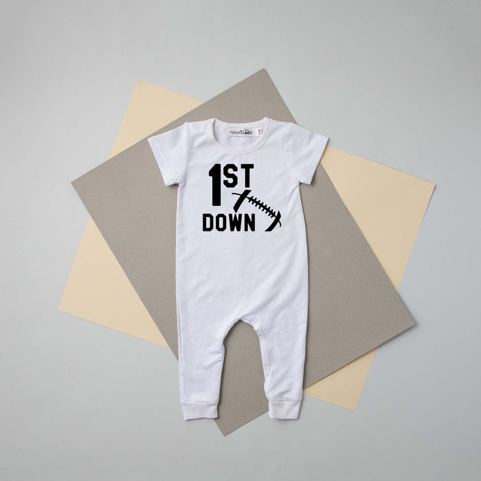 1st Down Football Slim Fit Birthday Romper