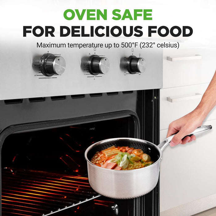 2 QT Sauce Pot - Quick Heat, Non-Stick Coating, Stainless Steel