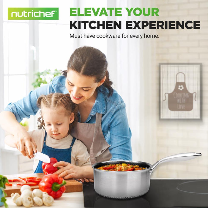 2 QT Sauce Pot - Quick Heat, Non-Stick Coating, Stainless Steel