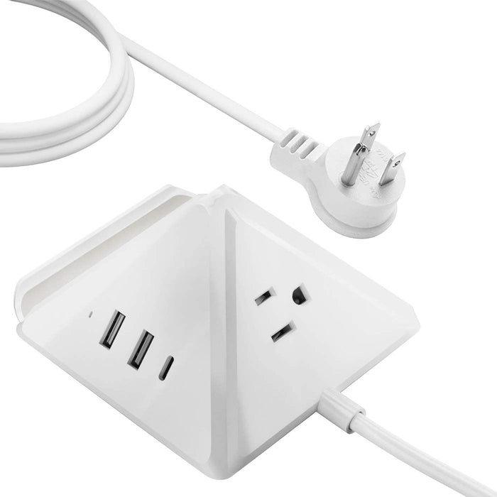 21W 6 in 1 USB Power Strip - Grounded Dual USB + USB-C - 2 USA Input - (PS-3B3U-21W)