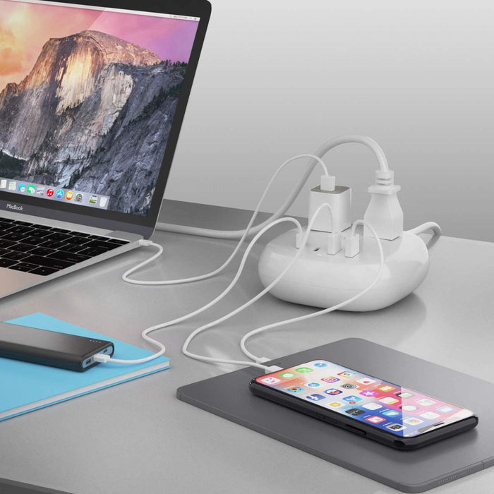 21W USB Power Strip by Ceptics - Surge Protection - Grounded Dual USB + USB-C - Input (PS-2B4U-21W)