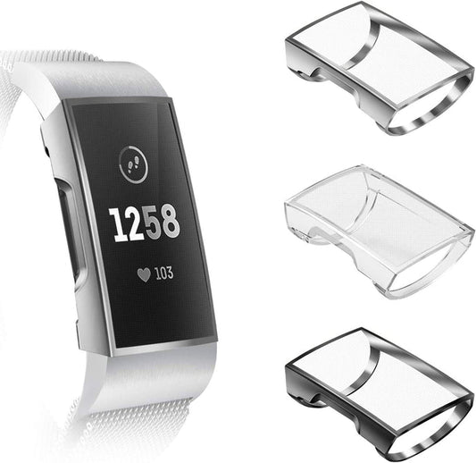[3 Pack] Fitbit Charge 4/ Charge 3 Screen Protector Case Bumper Cover | Fintie