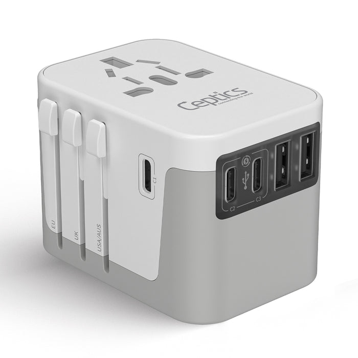 30W 6 in 1 Universal Travel Adapter - 2 USB-A + 3 USB-C - Max. 30W (6A) - White (UP-30KU-WH)