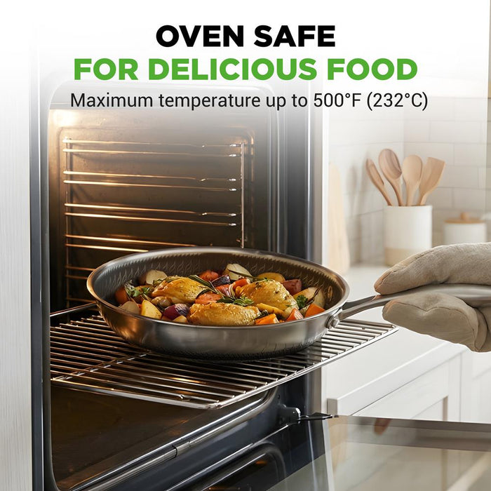 6-Piece Non-Stick Frying Pan Set, Quick Heat, Tri-Ply Stainless Steel