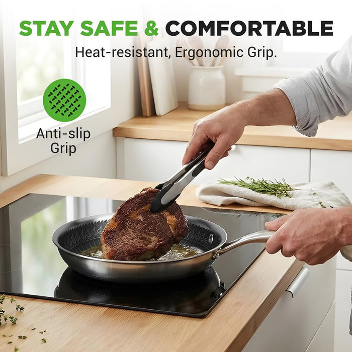 6-Piece Non-Stick Frying Pan Set, Quick Heat, Tri-Ply Stainless Steel
