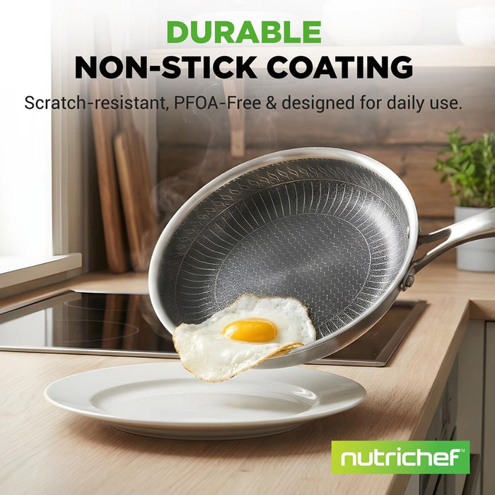 6-Piece Non-Stick Frying Pan Set, Quick Heat, Tri-Ply Stainless Steel