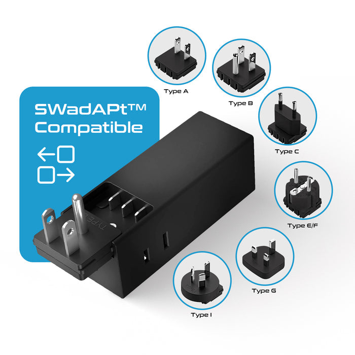 65W World Travel Adapter 3 USB Ports PD 3.0 Ultra Compact Charger (NANFUSE-WS)