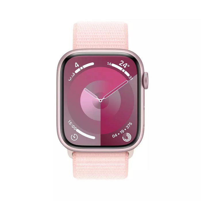 Apple Watch Series 9 GPS 45mm, Pink Aluminium Case with Light Pink Sport Loop, Apple Replacement