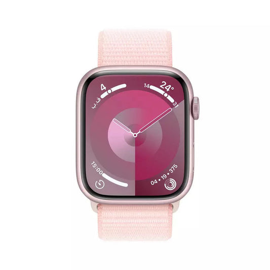 Apple Watch Series 9 GPS 45mm, Pink Aluminium Case with Light Pink Sport Loop, Apple Replacement