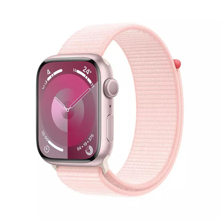 Apple Watch Series 9 GPS 45mm, Pink Aluminium Case with Light Pink Sport Loop, Apple Replacement
