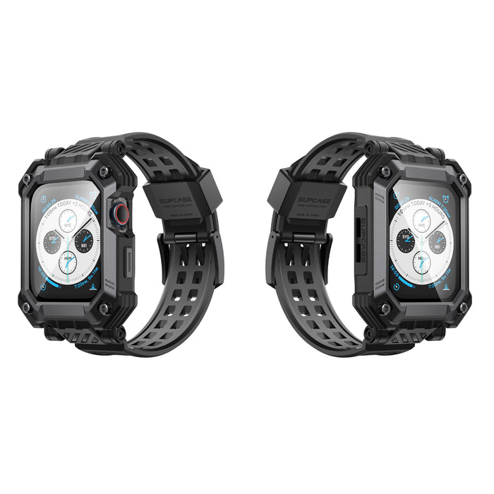 Apple Watch Unicorn Beetle PRO GLASS Rugged Wristband Case with Tempered Glass Screen Protector 45mm-Black