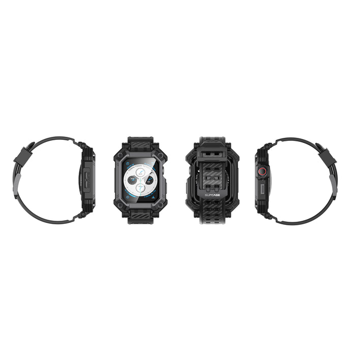 Apple Watch Unicorn Beetle PRO GLASS Rugged Wristband Case with Tempered Glass Screen Protector 45mm-Black