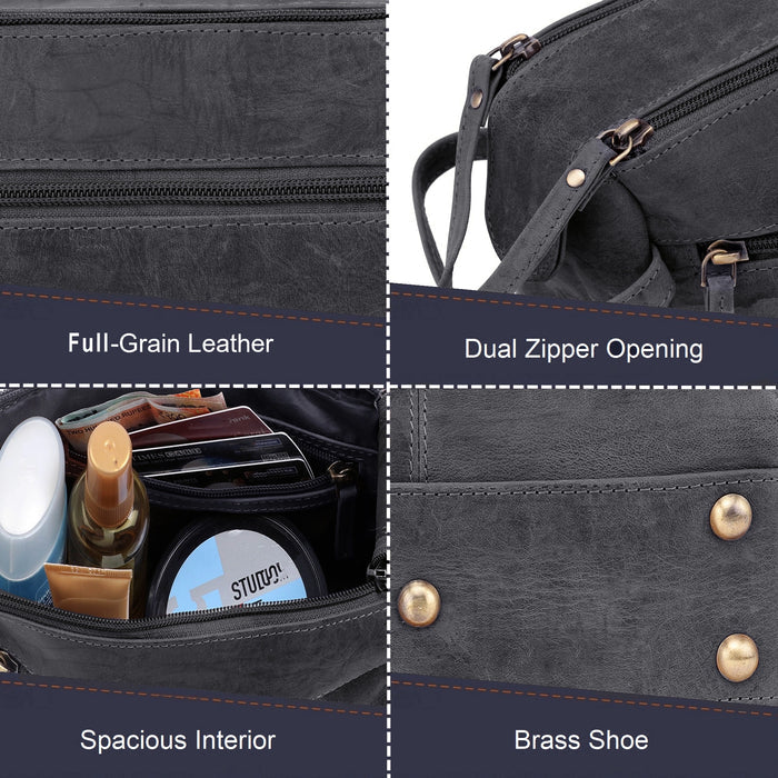 Arden Leather Travel Toiletry Bag (Grey)