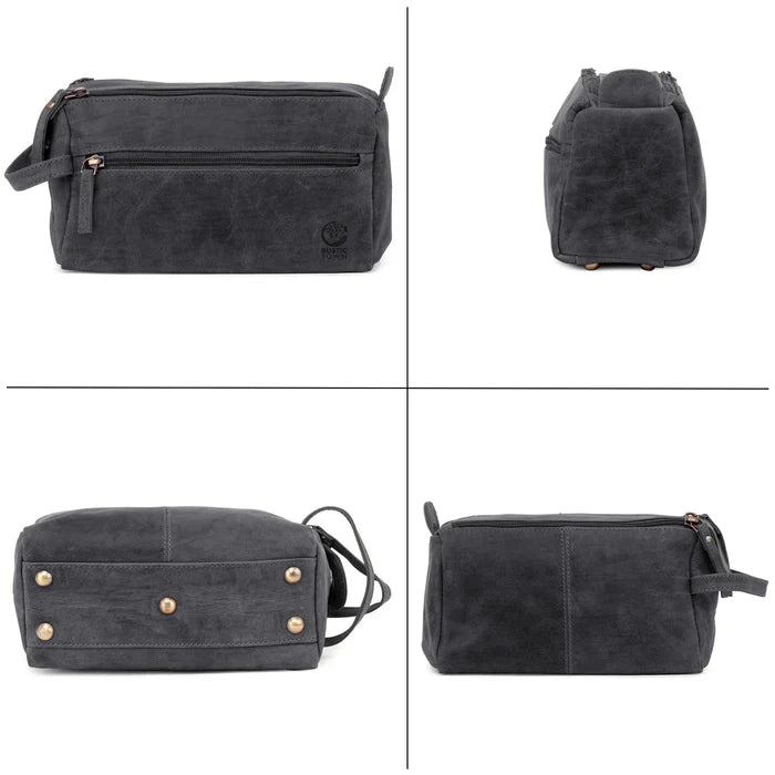 Arden Leather Travel Toiletry Bag (Grey)