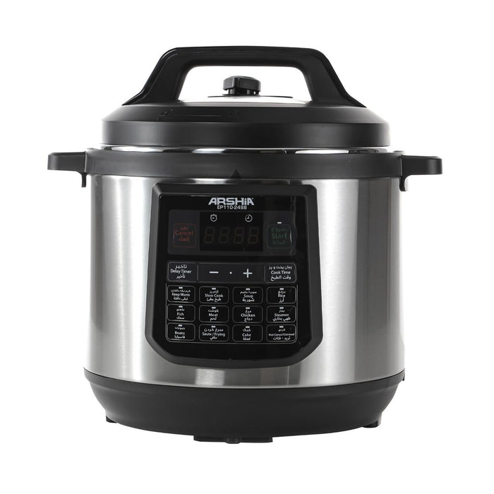 Arshia Digital Pressure Cooker, 8Lit, 1200Watts, Black & Steel